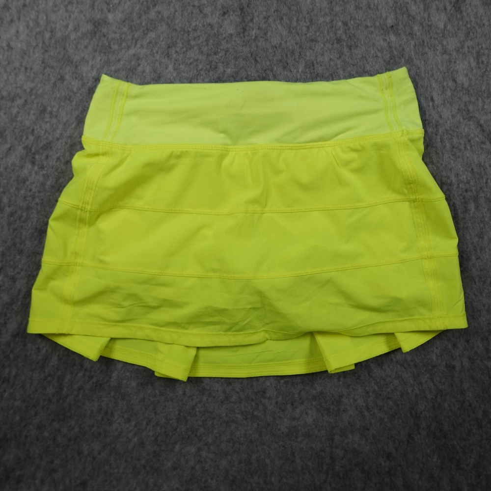 Lululemon Skirt Women 2 Neon Yellow Pace Rival Pleated Active Skort Tennis Run